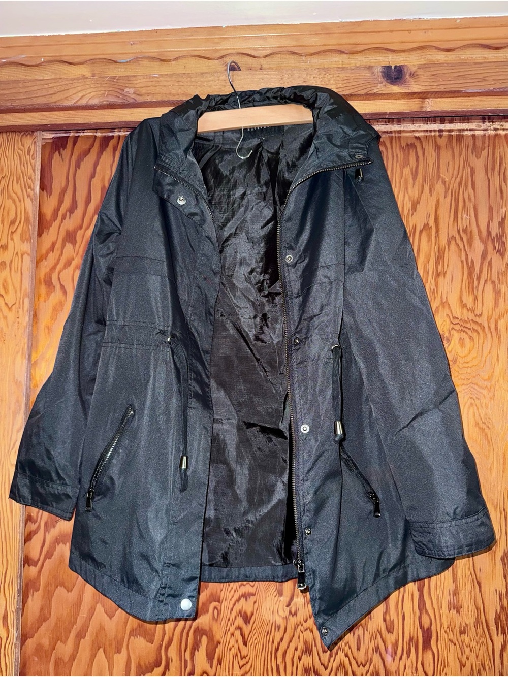Ambiance Black Hooded Trench Jacket